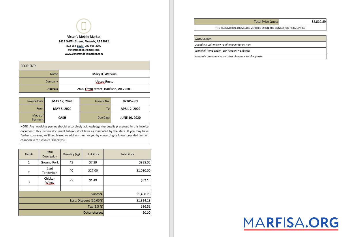 Blank Blank Work From Home Invoice Template